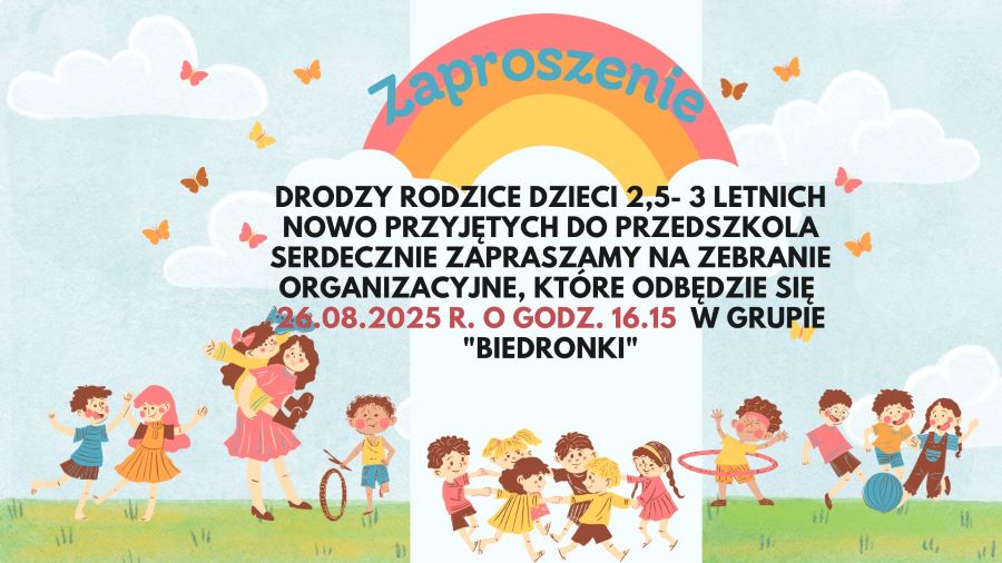 zdjęcie przedstawia zaproszenie na zebranie dla rodziców dzieci najmłodszych