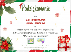 podziękowanie dla firmy J.S.Rusztowania w świątecznej grafice.