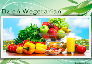 Plakat z napisem „Dzień Wegetarian”