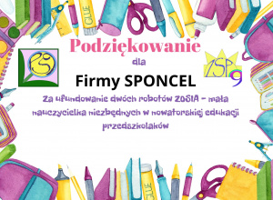 Podziękowania dla firmy Sponcel