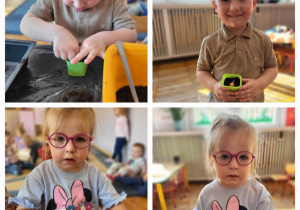 Przedszkolaki podczas sadzenia swojej cebulki dymki.