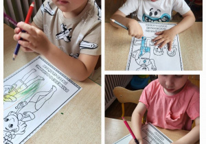 Dzieci z grupy Biedronki podczas zajęć dotyczących bezpieczeństwa podczas wakacji.