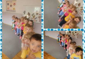 Kolaż zdjęć dzieci podczas zabaw muzyczno-ruchowych