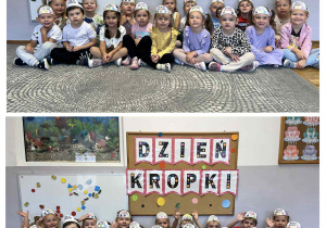 Przedszkolaki podczas pozowania do wspólnego zdjęcia.