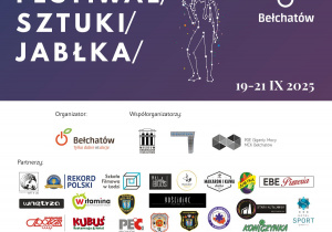 Grafika przedstawia logo oraz sponsorów Festiwalu Sztuki Jabłka