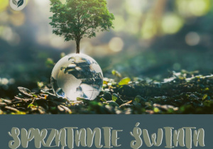 Grafika przedstawia planetę Ziemię oraz napis Sprzątanie świata