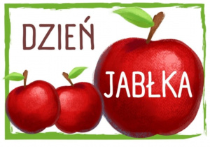 Plakat przedstawiający napis ,,Dzień Jabłka”.