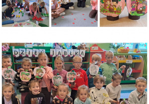 Dzieci z grupy Misie podczas obchodów Dnia Jabłka.