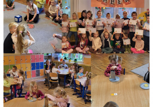 Dzieci z grupy Motylki podczas zabaw z okazji Dnia Jabłka.