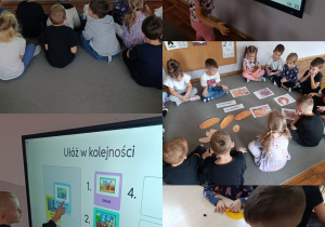 Kolaż zdjęć dzieci grupy Misie podczas obchodów Dnia Chleba