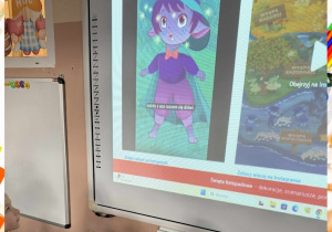 Dzieci z grupy Smerfy oglądają film projektowy i śpiewają projektową piosenkę