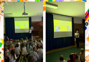 Dzieci słuchają zasad bezpieczeństwa w kontaktach z obcymi ludźmi i zwierzętami