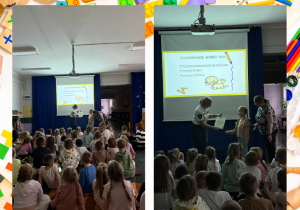 Dzieci dziękują Pani Strażnik za ciekawe zajęcia i wręczają specjalne podziękowanie