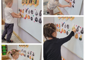 Kolaż przedstawiający dzieci dopasowujących cienie.