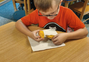 Dzieci degustują babeczki z dyni.