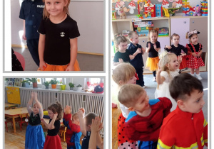 Kolaż ze zdjęciami, na których dzieci tańczą.