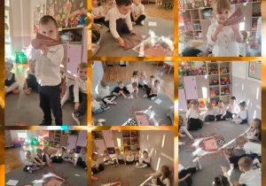 Kolaż zdjęć dzieci odkrywających tajemnice o jeżu