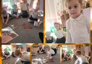 Kolaż zdjęć dzieci odkrywających tajemnice o jeżu