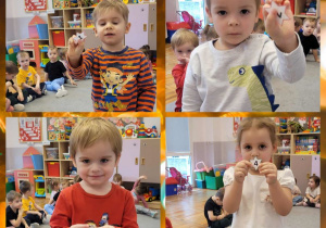 „Co mnie spotka w najbliższej przyszłości” kolaż zdjęć dzieci z wylosowanymi magicznymi numerkami