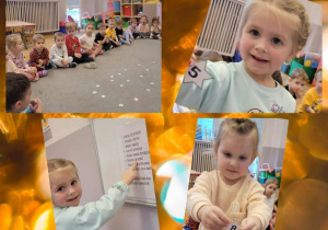 „Co mnie spotka w najbliższej przyszłości” kolaż zdjęć dzieci z wylosowanymi magicznymi numerkami