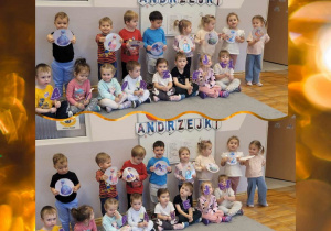 Zdjęcie grupowe dzieci po ukończonych zabawach Andrzejkowych.