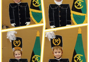 Kolaż z przedszkolakami pozującymi w foto budce.