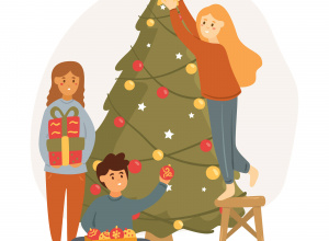 Misie ubieraja choinkę