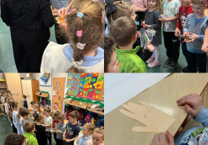 Kolaż przedstawia aktywności Smerfów oraz klas I w Tygodniu Życzliwości