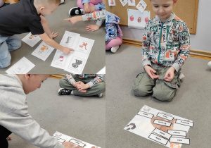 Kolaż zdjęć przedstawiający dzieci z grupy Misie podczas aktywności z okazji Dnia Kota