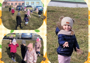 Kolaż zdjęć dzieci podczas zabaw na świeżym powietrzu