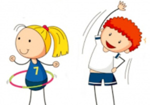 Plakat przedstawiający napis Gimnastyka w Żabkach.