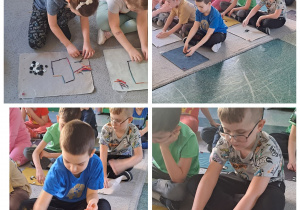 Kolaż zdjęć dzieci z grupy Motylki podczas Dnia Matematyki.