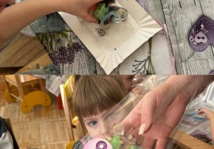 Kolaż przedstawia dzieci, które tworzą swoje własne mydełka na warsztatach