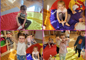 Kolaż zdjęć dzieci kompletujących swoje skarpetki