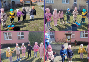 Kolaż zdjęć dzieci przygotowujących się do założenia hodowli roślin